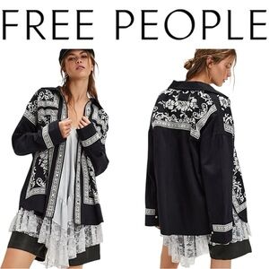 FREE PEOPLE WE THE FREE BLACK EMBROIDERED RANCHER SHIRT JACKET **NWT**